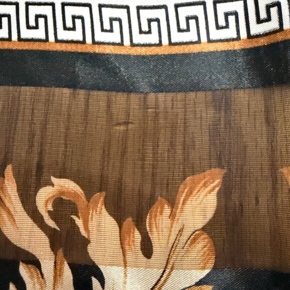 Vintage Baroque Leopard Floral Gold/Black Square Scarf Satin/Sheer Stripes - Picture 4 of 4